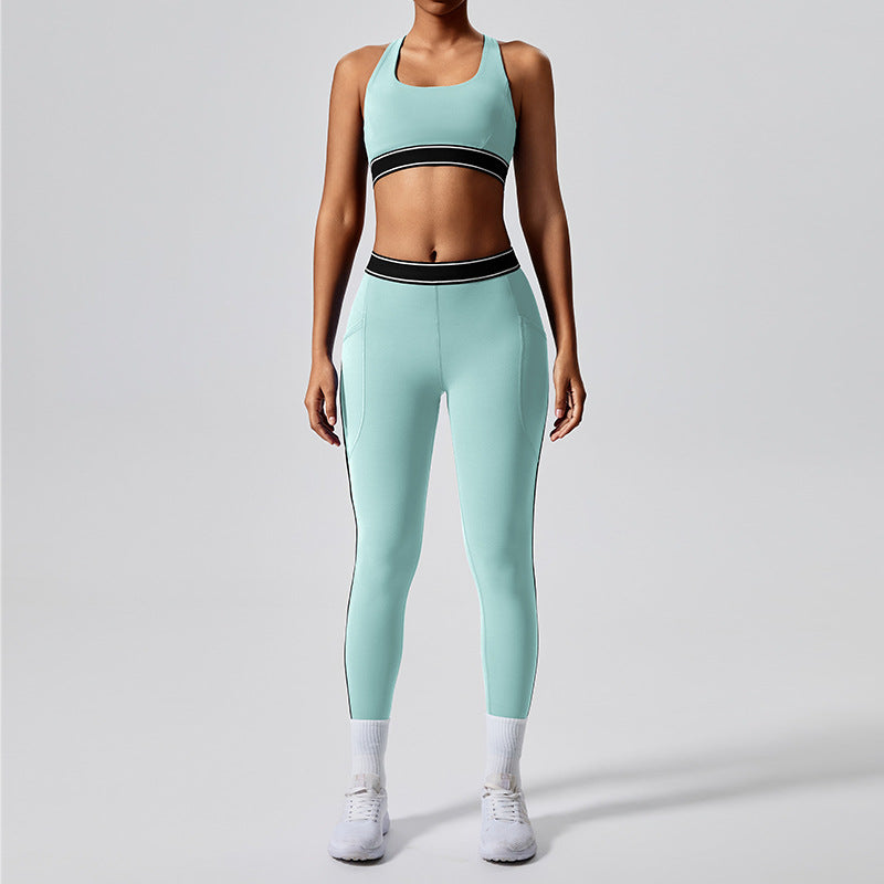 new arrival with chest pad elastic fitness fashion yoga clothes two-piece set women's pilates sports yoga clothes suit