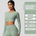 Naked feeling running long sleeves t-shirt women's tight brushed yoga tops quick-drying breathable sports fitness wear processing personalized