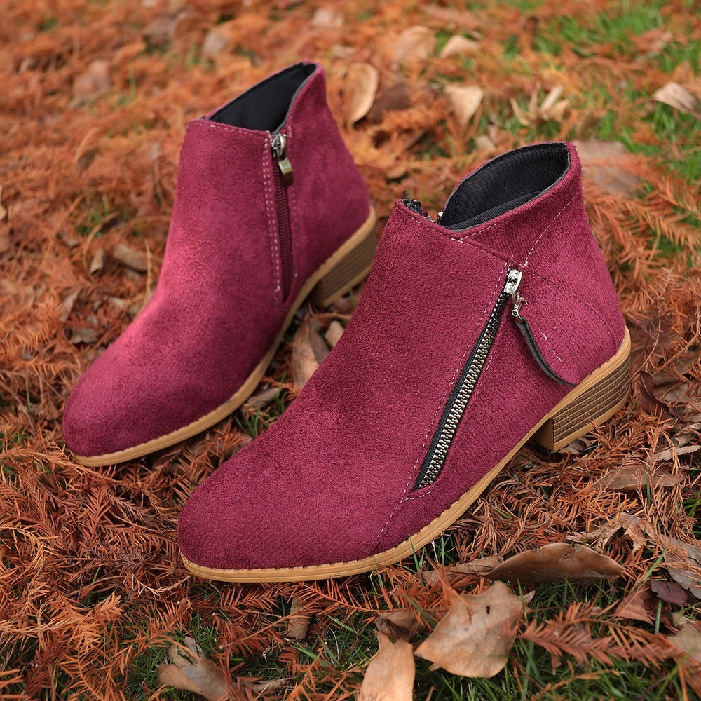 Export short boots  autumn winternew arrival cross-border pointed thick heel side zipper fashion style plus sizeboots