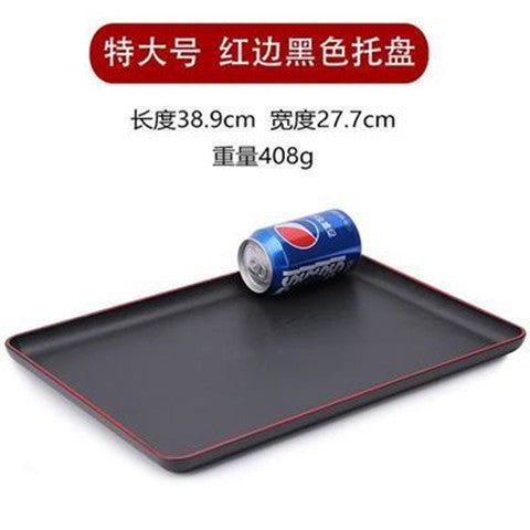 Japanese-style wood grain plastic tray - rectangular commercial grade for restaurants, cafeterias, fast food, flat plates, and bbq restaurants