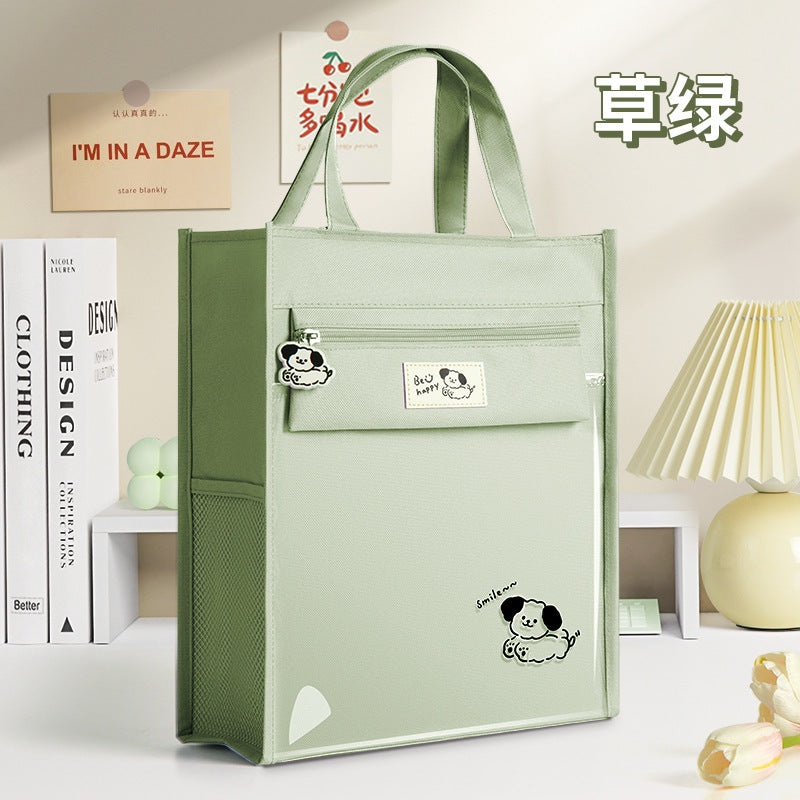 Primary and secondary school students high-value solid color tutoring bag waterproof file bag children's tutoring bag cartoon transparent art bag