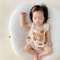 Newborn baby bag butt shirt baby girl short-sleeved khaki romper summer thin summer clothes wide shoulder cute outing romper