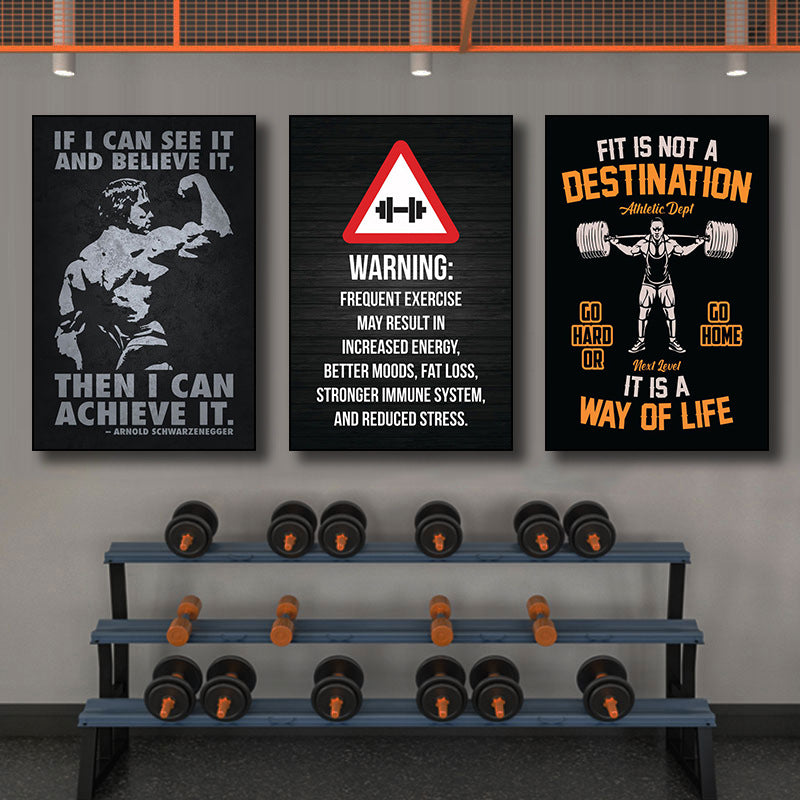 Gym wall decoration painting industrial style black and white sports inspirational poster mural boxing bodybuilding club hanging painting