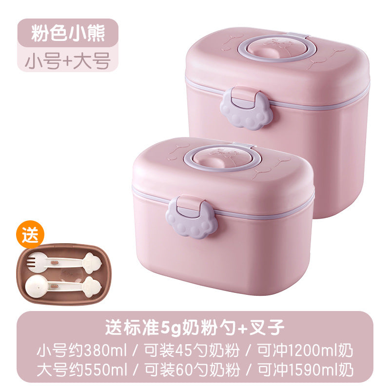 Kids milk powder box cartoon portable milk powder grids baby carrying milk powder sealed jar baby food container
