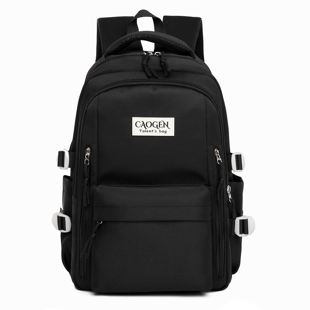 School bag high value solid color female college student travel large capacity backpack junior high school students small fresh double shoulder school bag