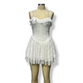 Exportfashion style springnew arrival suspender ruffleslace short skirtfashiontie backsilmsexydress for women