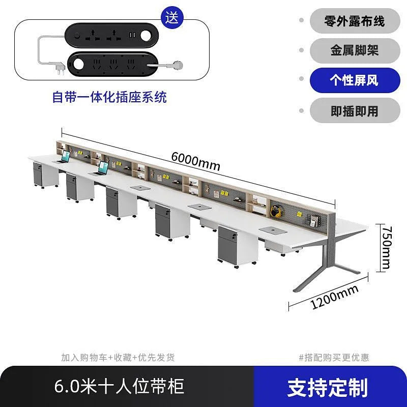 Office desk staff slot casual double four-person slot hole board hanging board storage screen table and chair combination