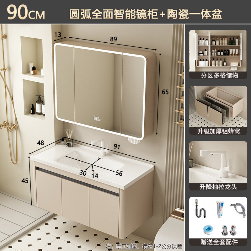 Bathroom cabinet ceramic all-in-one basin bathroom bathroom bathroom cabinet wash basin wash basin wash basin combination honeycomb aluminum