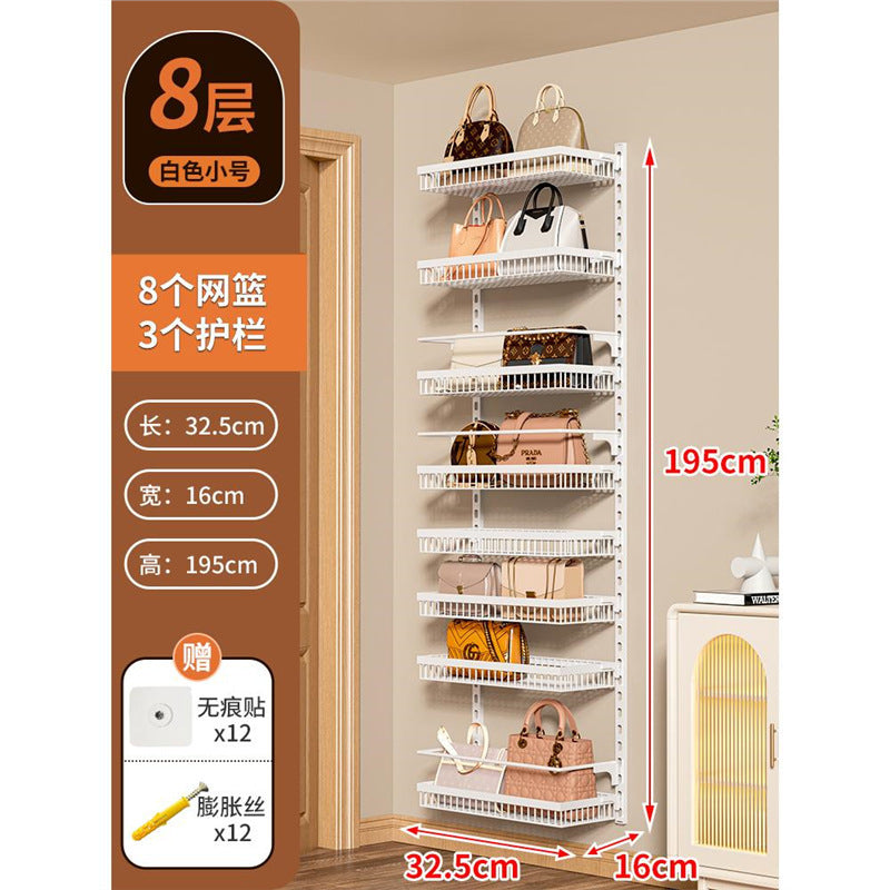 No-drill door back organizer, narrow gap wall-mounted multi-tier shelf, bathroom wall storage rack, toilet cabinet side organizer