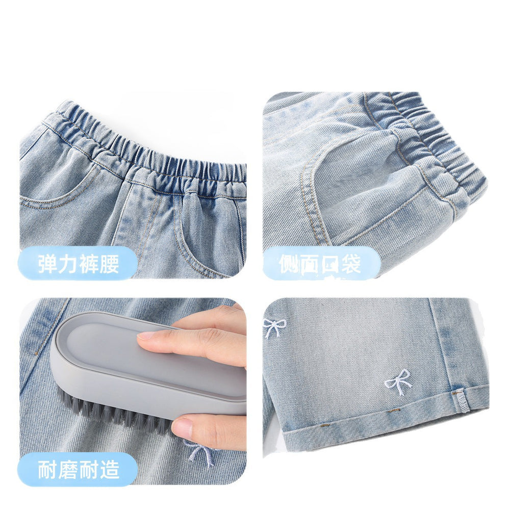 Girls' summer lightweight denim shorts - new  styles for girls, embroidered outerwear shorts for mid-to-large children