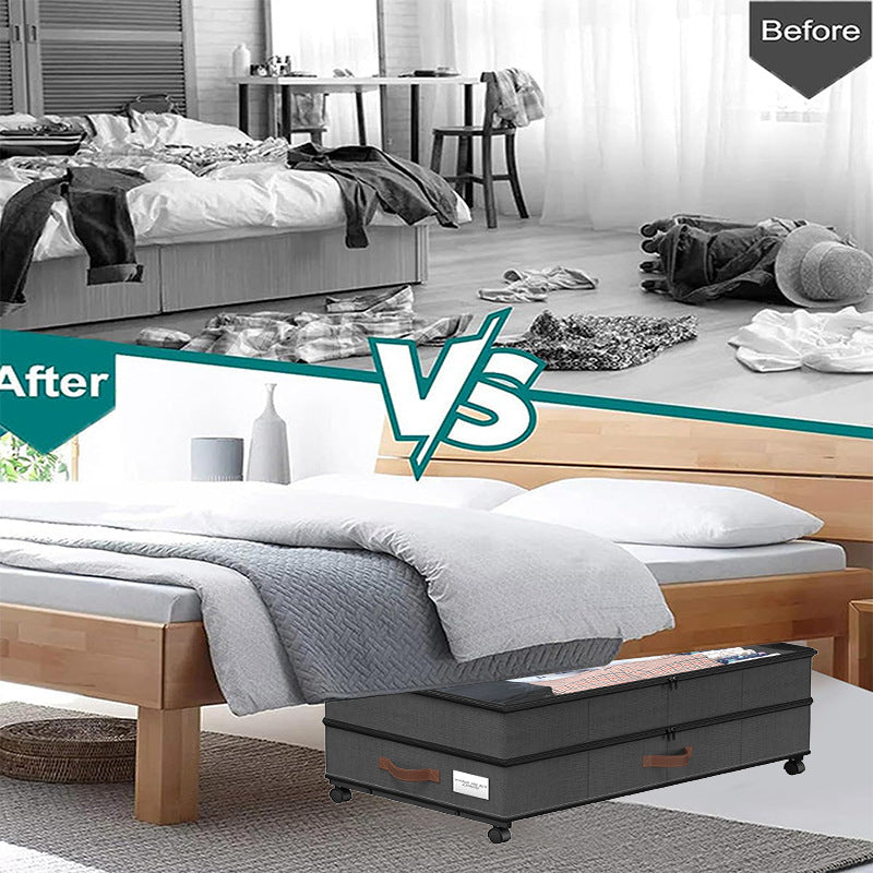 Cross-border new double-layer adjustable bed bottom storage frame, under-bed storage box, closed large heightening clothing storage box