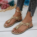 Plus size women's european and american sandals -  bohemian rhinestone comfortable breathable versatile elastic band thong sandals