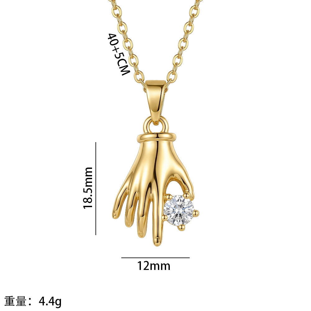 European and american hot-selling, unique & stylish copper-inlaid zircon necklace for women - lightweight luxury, niche design, versatile, tarnish-resistant titanium steel clavicle chain jewelry