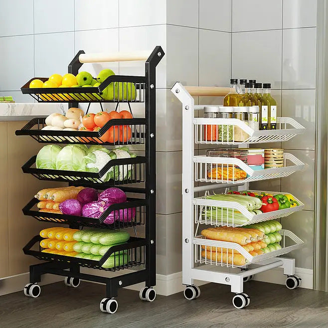Shelf kitchen floor seasoning vegetable storage rack trolley sundries storage rack adjustable multi-layer trolley