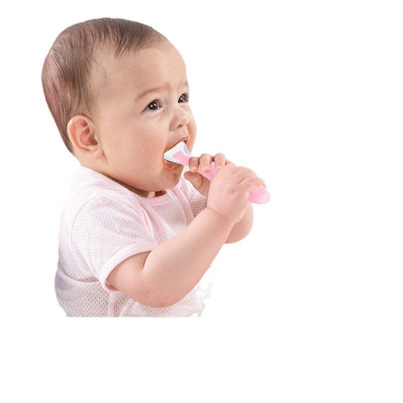 English card pack, baby silicone spoon, soft head spoon, baby training spoon, children's tableware cartoon silicone spoon