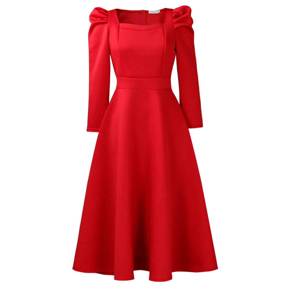 D3354  autumn/winter new women's fashion solid color square neck high waist maxi dress african style