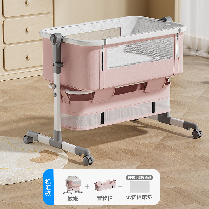 Aluminum alloy baby crib - portable, convertible, multi-functional, foldable, seamless splicing, baby rocking bed