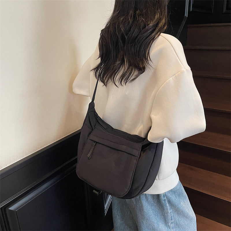 preppy style niche style crossbody bag easiest for match women's work clothing shoulder dumpling bag simple cloth bag large capacity nylon