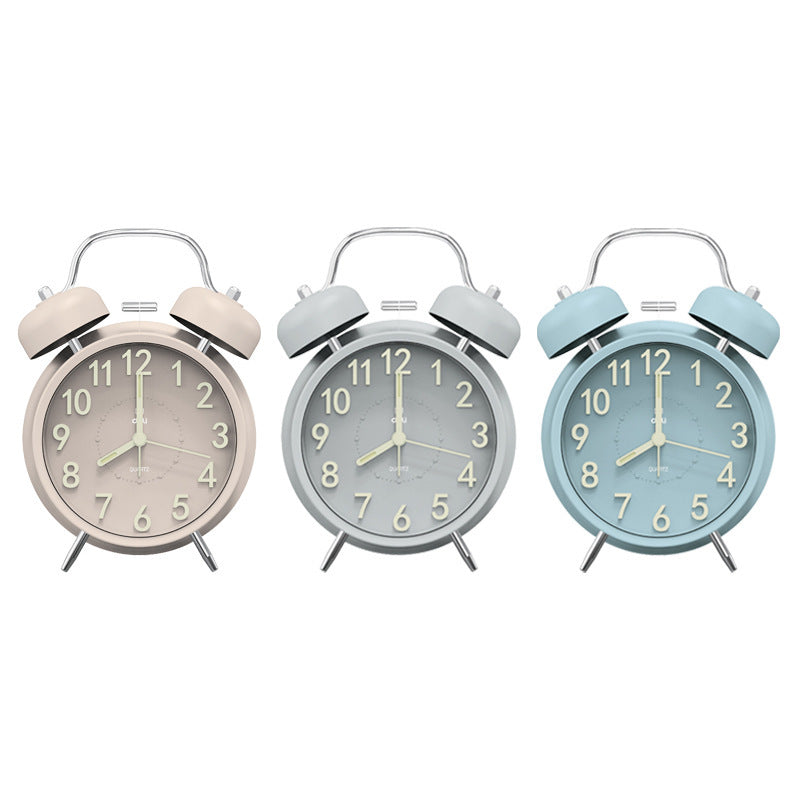 Deli 9036 Children's Alarm Clock Simple Bedroom Office Silent Luminous Lighting Metal Tapping Alarm Clock