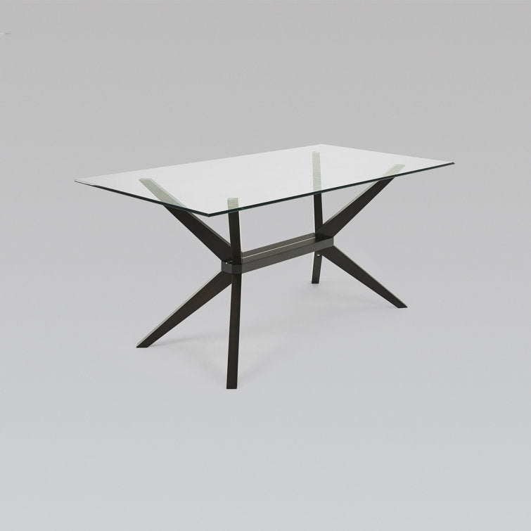 Nordic dining table - tempered glass, modern minimalist rectangular table with a touch of luxury