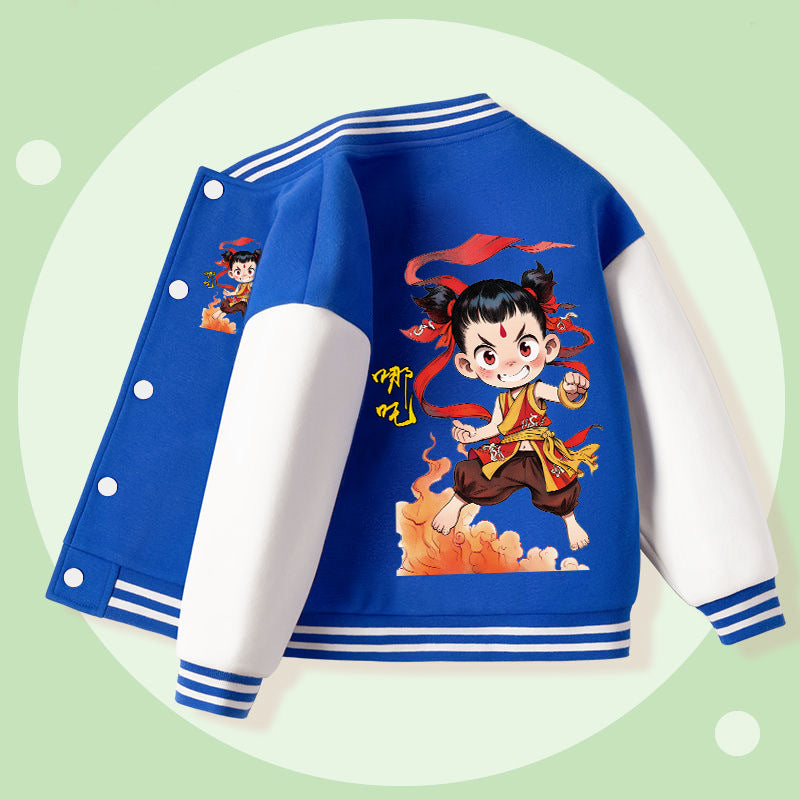 Boys and girls  spring autum nezha new arrivaleasiest for matchtops small and medium-sized children spring outwearkids baseball uniforms