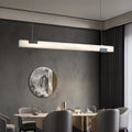 Minimalist light luxury marble new chinoiserie light luxury restaurant marble chandelier long strip one-word study cross-border thyristor dimming