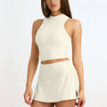 European and american cross-border seamless yoga outfit - summer activewear quick-dry sleeveless tank top and a-line skirt yoga set