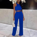 Sleeveless tank top and pants two-piece set -  us & europe cross-border solid color factory direct summer must-have set