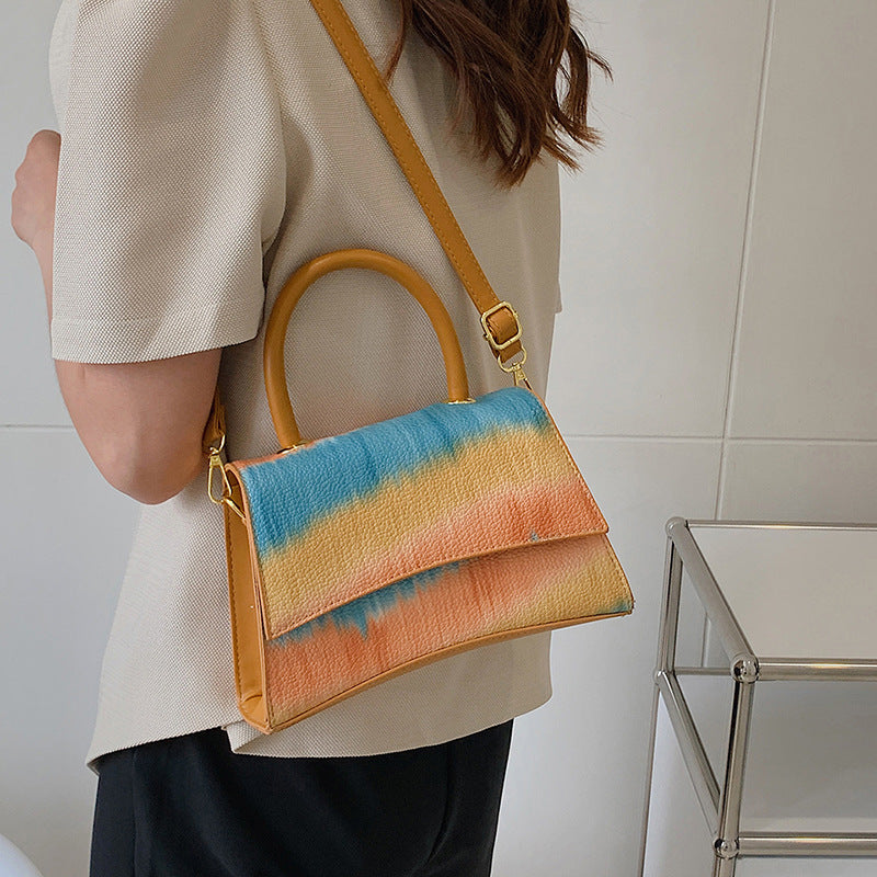 Crossbody popular bag women's fashionstylish shoulder dinner bag tie-dye 2024new arrivaltrendypatchwork colorful satchel bag