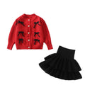 Dropshipping children's knit cardigan & sweater set -  autumn new arrivals - girls' two-piece sweater outfit