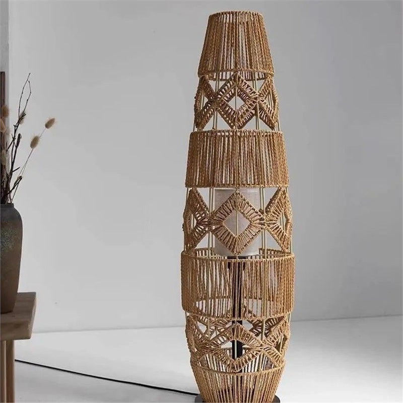 Floor lamp retro tatami chinoiserie zen b&b rattan tea room living room bedroom bedside lamp
