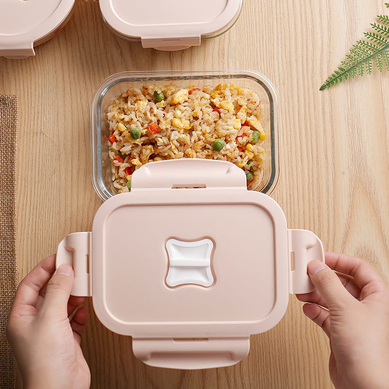 Glass lunch box microwave heating bento separation high value fresh-keeping box wholesale student office workers large capacity bento