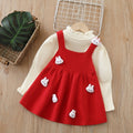 Baby girl sweater suspender suitfall and winternew arrival doll two-piece set skirt cartoon girlsweaterdress