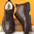 Men's winter warm cotton shoes - fleece lined, non-slip, casual high-top cotton shoes for men, elderly cotton shoes, men's leather cotton shoes for seniors