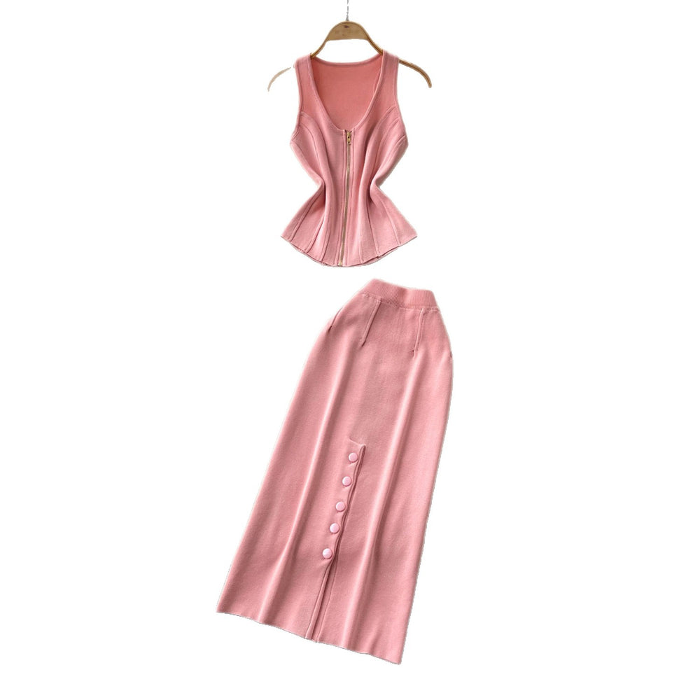 Pure desire style silm tank top sleeveless skirt two-piece set women's summer asymmetrical slimming look hip coverelegantsuit