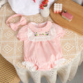 Summer baby romper: lightweight, stylish bodysuit for baby girls - perfect for spring outings. short-sleeve, snap-crotch design