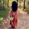European and american women's clothing  autumn new sweet and fresh printed halter backless high-waisted slimming a-line maxi dress