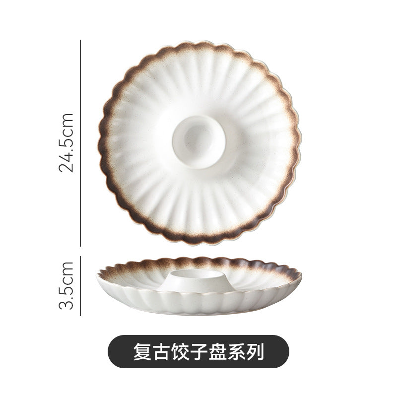 Japanese retrostylish ceramic dessert plate, family restaurant, new year's eve dinner, dumpling platter, snack, roast duck plate