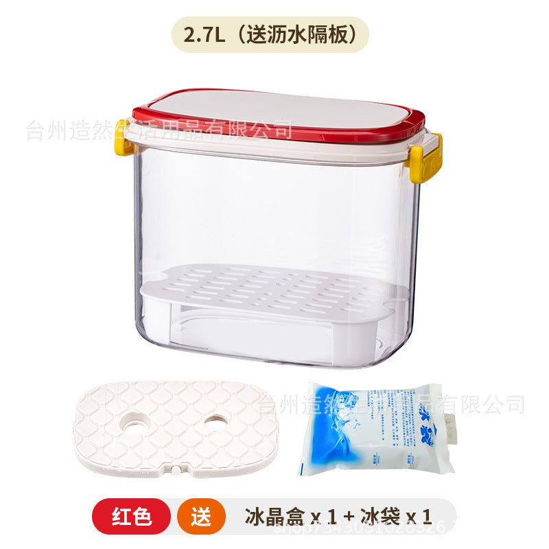 Portable fruit food crisper with filtered water outdoor camping picnic sealed bento box mobile small refrigerator