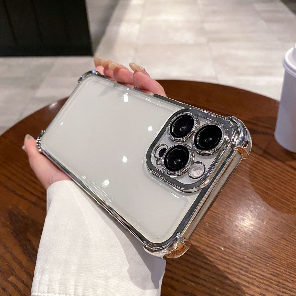 Suitable for apple 16 mobile phone case, all-inclusive lens film, iphone17 four-corner anti-fall electroplated airbag soft shell protective cover