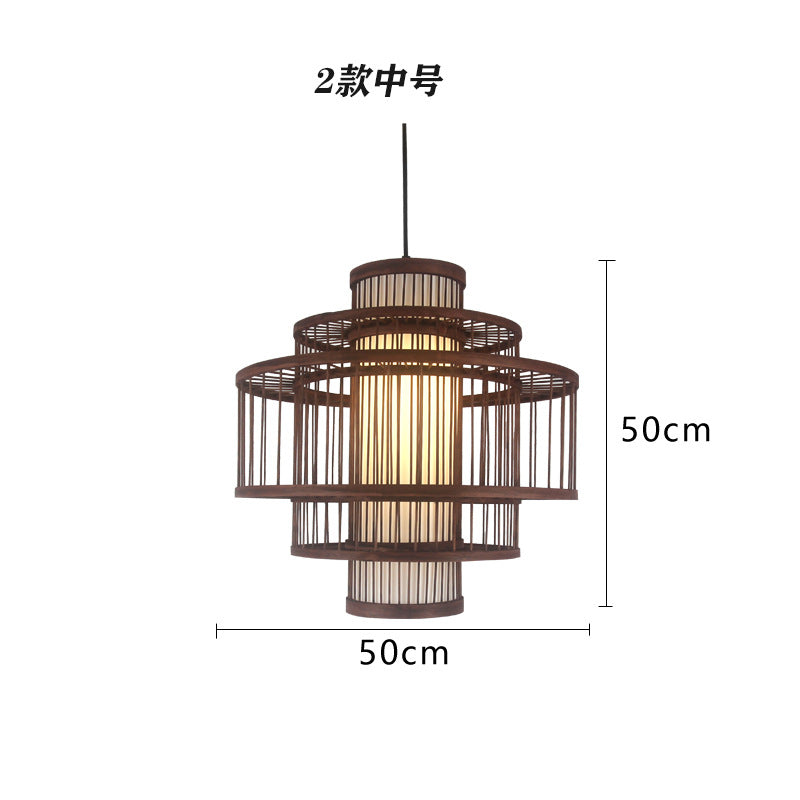 Bamboo woven bamboo art chandelier creative antique Japanese personality retro Zen tea house hotel restaurant box bed and breakfast chandelier
