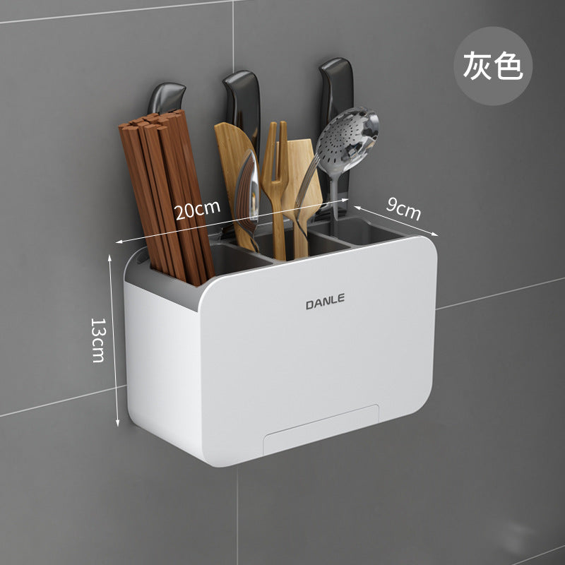 Wholesale chopstick tube shelf wall-mounted household drain chopstick basket kitchen spoon knife holder chopstick cage integrated storage box