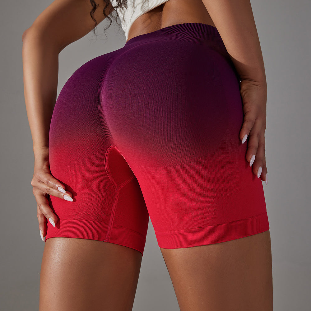 Clearance gradient seamless high-waisted tummy control shorts breathable running workout fitness shorts peach lift yoga pants