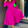 D467  cross-border women's winter new fashion puff sleeve plus size banquet party dress foreign trade dress