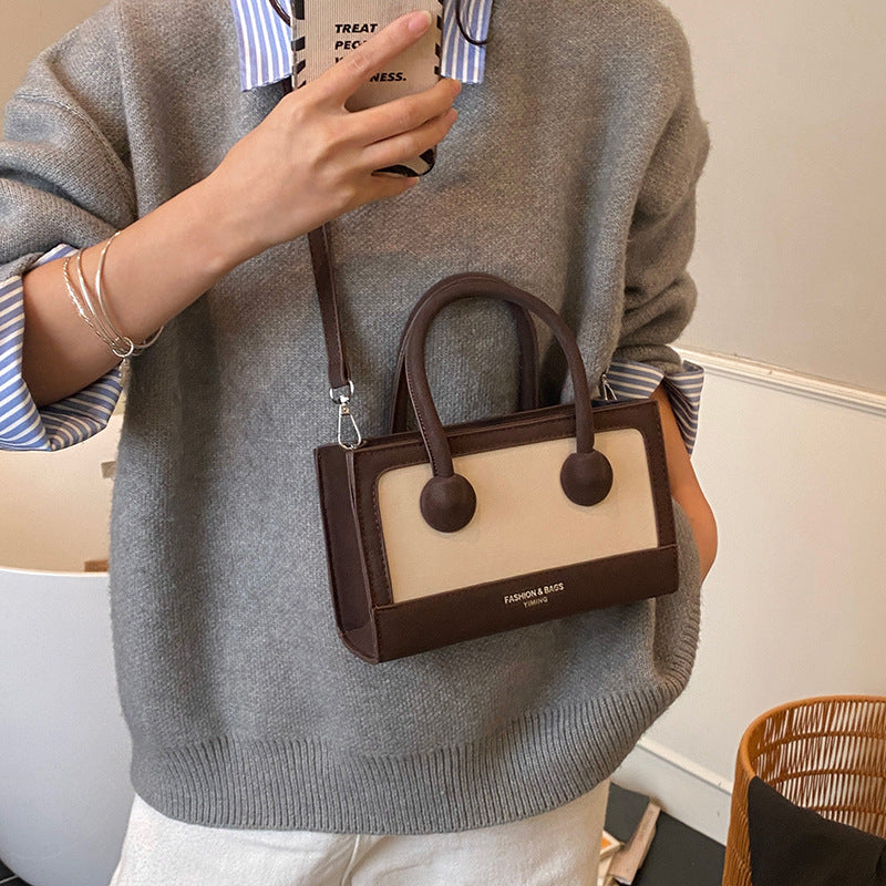 Handheld small bag for women, new arrival, high-end retro patchwork design, versatile and stylish shoulder bag with a premium feel, and a fashionable crossbody bag