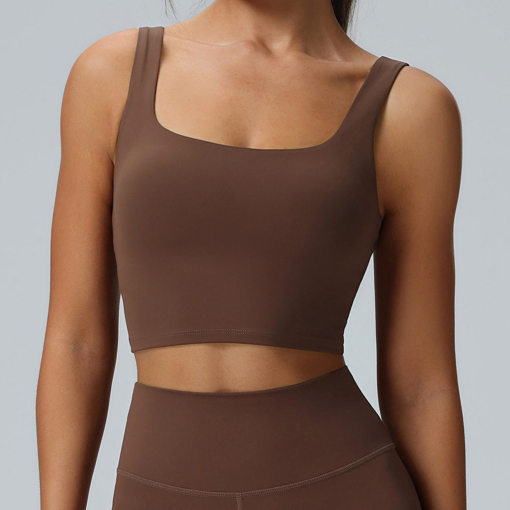 Lycra high-end sports bra, lulu style, high-impact sports tank top, women's fitness shockproof barely-there yoga bra