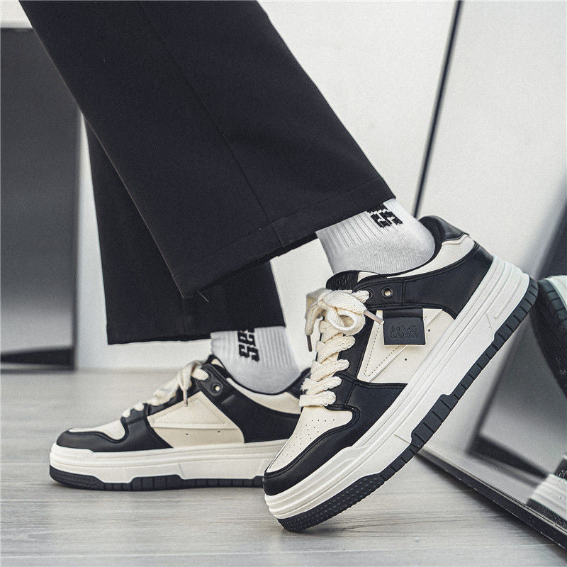Winter sneakers for men casual trendy shoes trendy brand black and white panda niche stylesense of design skateboard shoes ultra-light thick sole dunk