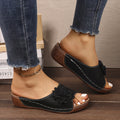 2026 summer new arrival: plus-size platform wedge slides - women's casual floral open-toe slippers, trendy fashion footwear for export