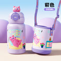 Cartoon character kids' thermos cup - 316 stainless steel, food-grade, student straw water bottle, portable dual-drink children's mug