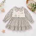 Girls' spring/autumn long-sleeve princess dress - new children's fashionable floral fake two-piece skirt set - kids' clothing